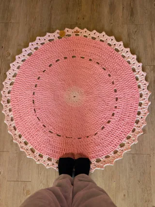 Alfombra redonda crochet 100cm rosa