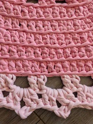 Alfombra redonda crochet 100cm rosa