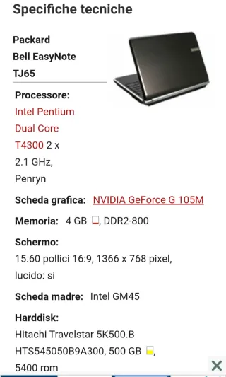 packard bell easynote tj65