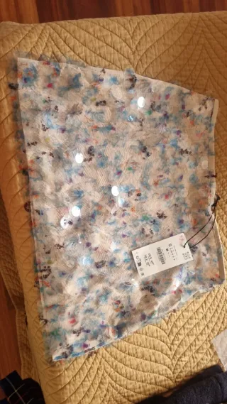 Falda lentejuelas azul S