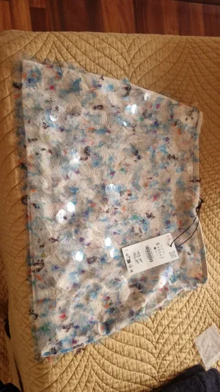 Falda lentejuelas azul S