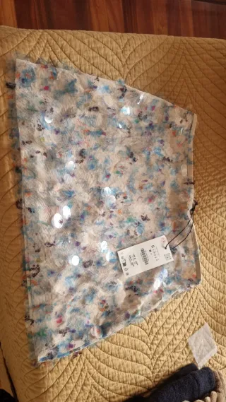 Falda lentejuelas azul S