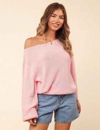 Suéter rosa holgado talla S