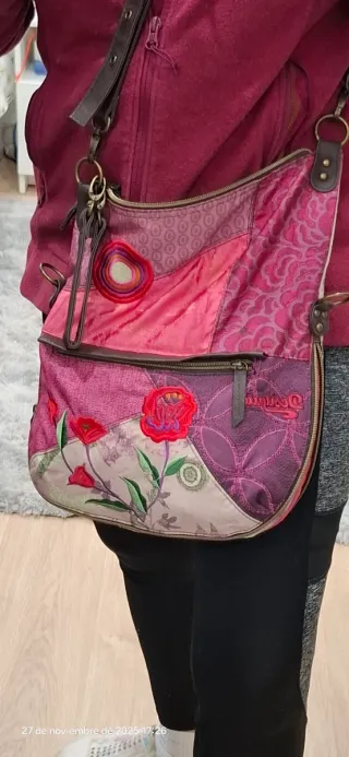 Bolso bandolera Desigual patchwork flores