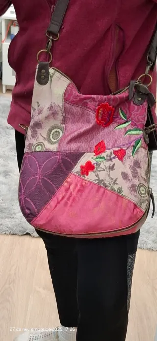 Bolso bandolera Desigual patchwork flores