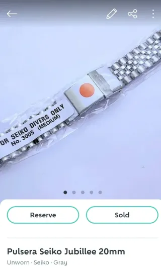 Pulsera Seiko Jubilee 20mm