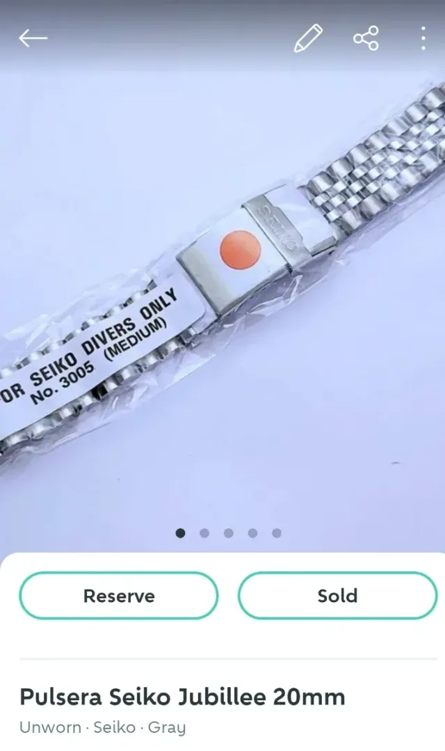 Pulsera Seiko Jubilee 20mm