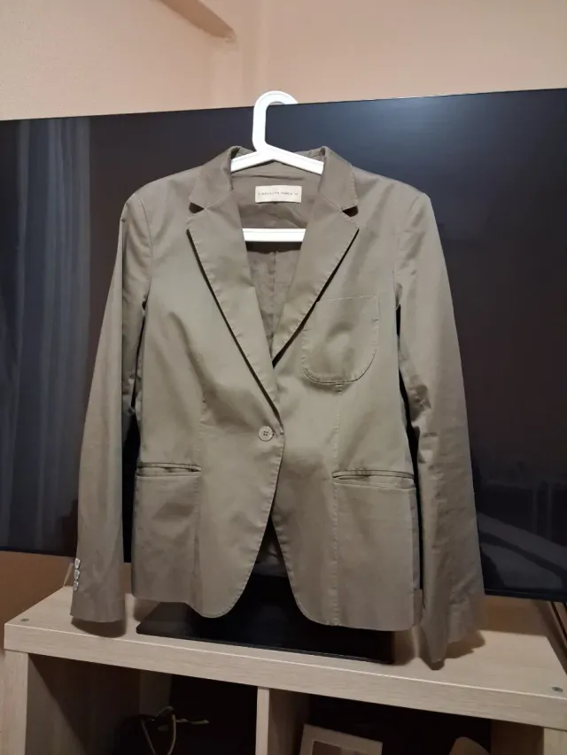 Chaqueta Americana Mujer Beige/Verde