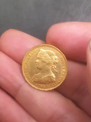 Moneda de Oro Isabel II 1867
