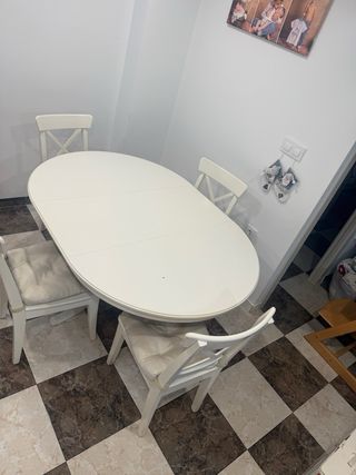 Tavolo da pranzo rotondo Ikea Ingatorp + 4 sedie
