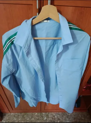 Camisa azul rayas verdes Talla M