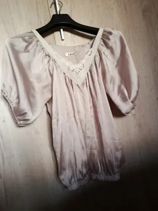 Blusa S/M Beige Manga Corta Mujer