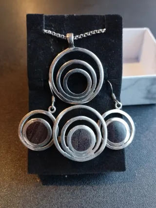 CONJUNTO PLATA 925.COLGANTE,PENDIENTES,ANILLO VINT