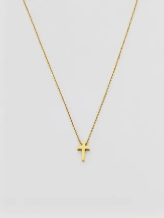 Gargantilla de oro 18k con colgante de cruz.