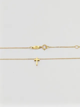 Gargantilla de oro 18k con colgante de cruz.