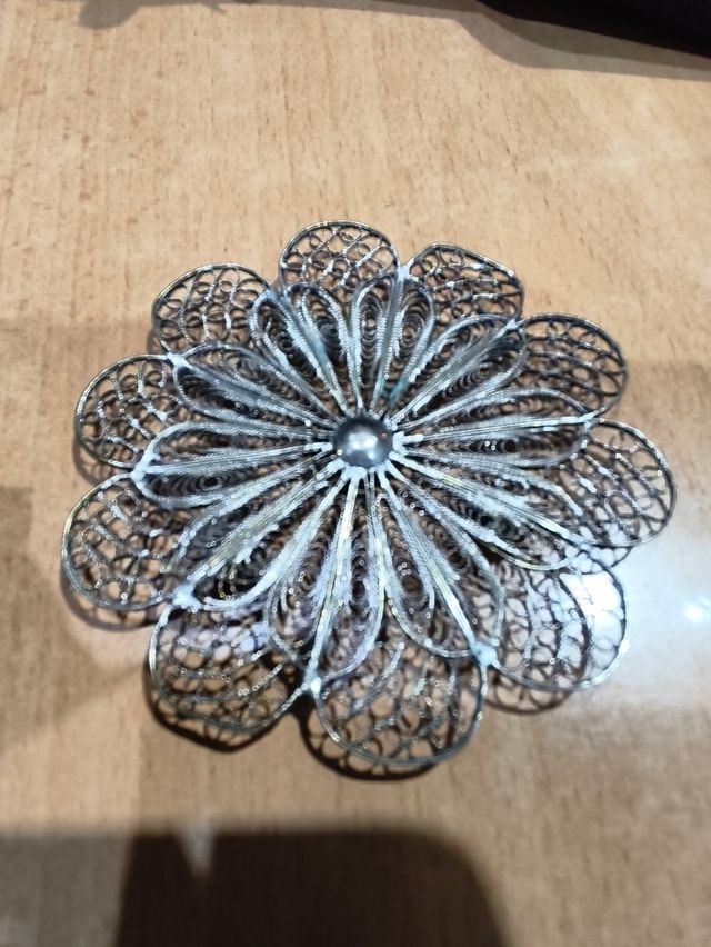 Broche Flor Filigrana Plata