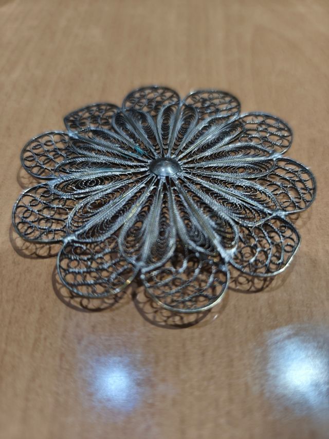 Broche Flor Filigrana Plata