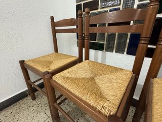 3 Sillas Rústicas Madera Nogal y Anea