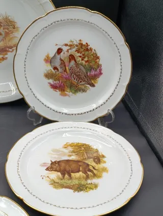 Set bandeja y platos porcelana Vierzon Caza