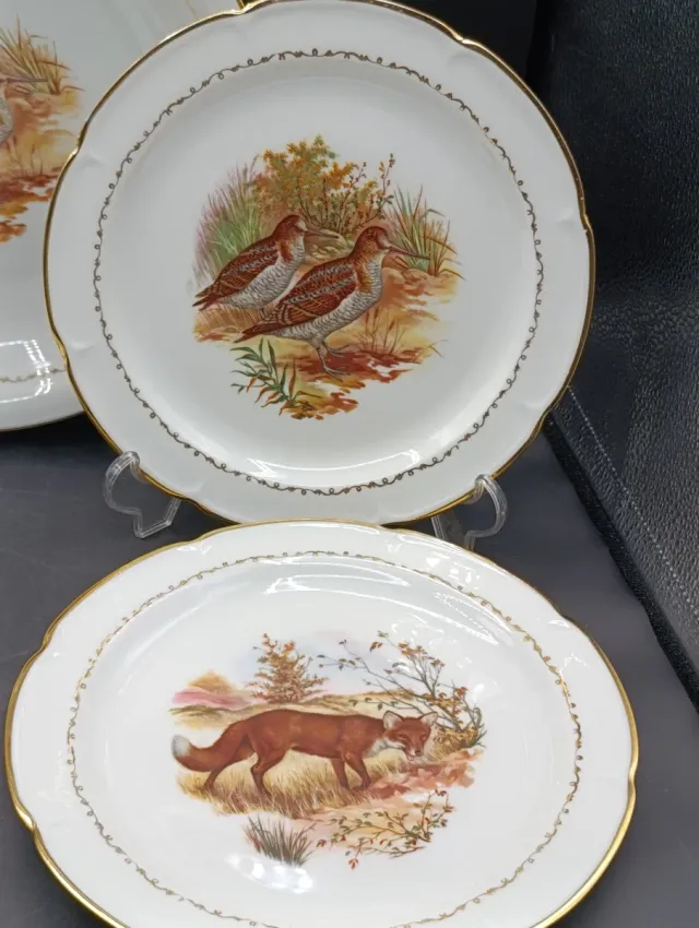 Set bandeja y platos porcelana Vierzon Caza