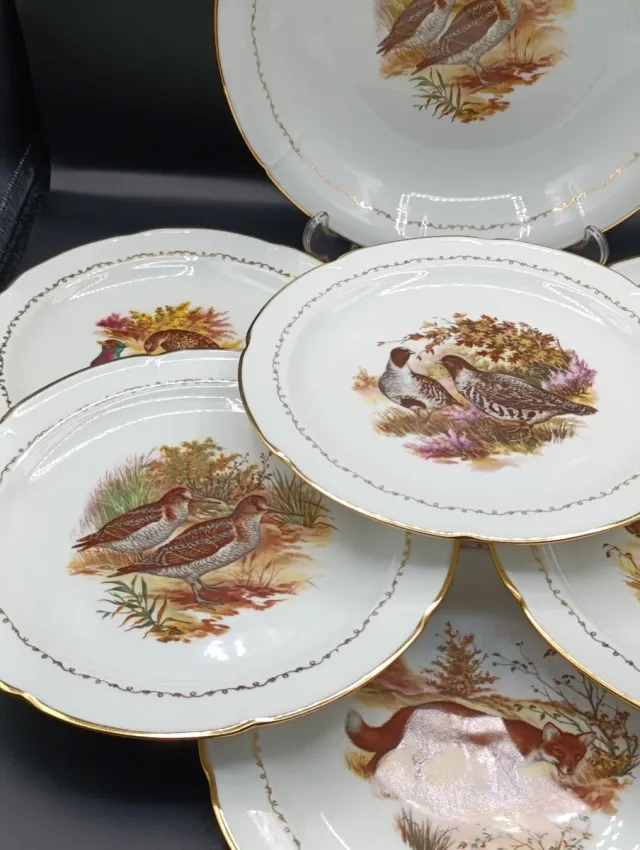Set bandeja y platos porcelana Vierzon Caza