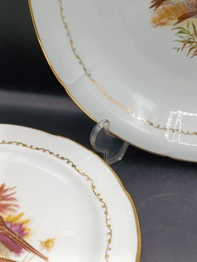 Set bandeja y platos porcelana Vierzon Caza