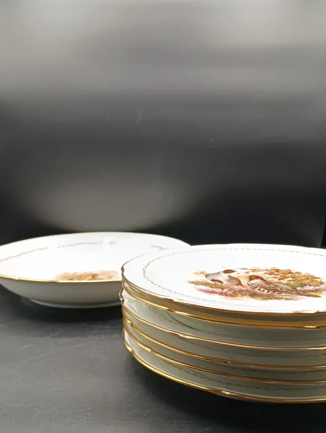 Set bandeja y platos porcelana Vierzon Caza