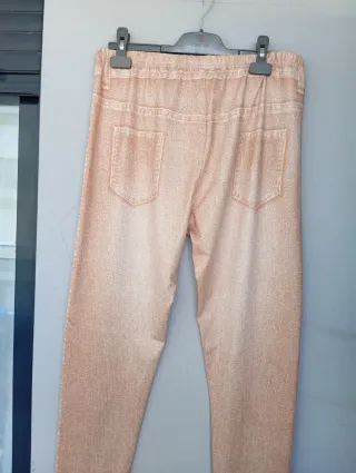 Leggings beige efecto vaquero