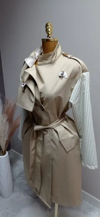 Gabardina Camel Mangas Rayas