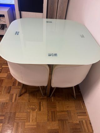 Mesa de comedor cristal y metal