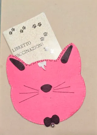 Porta libretto artigianale gatti/cani rosa