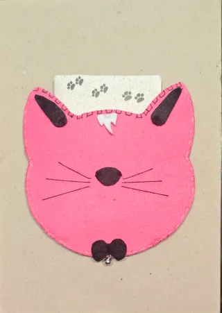 Porta libretto artigianale gatti/cani rosa