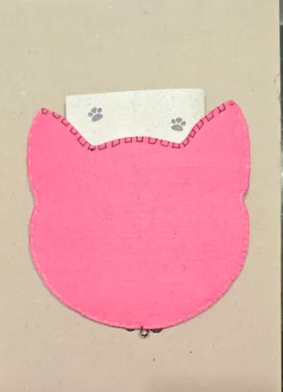 Porta libretto artigianale gatti/cani rosa