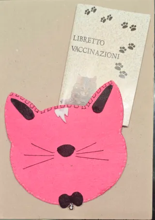 Porta libretto artigianale gatti/cani rosa