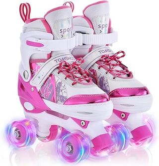 Patines infantiles rosas con luces