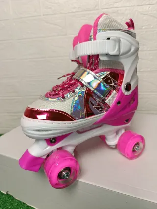 Patines infantiles rosas con luces