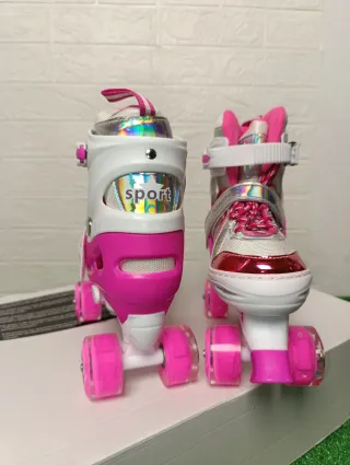 Patines infantiles rosas con luces