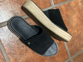 Sandalias de esparto negras mujer