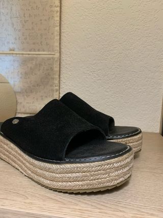 Sandalias de esparto negras mujer