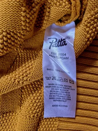 Jersey Patta Ribbed Knitted Purl Gold Talla M