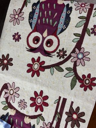 Runner da tavolo con gufi e fiori