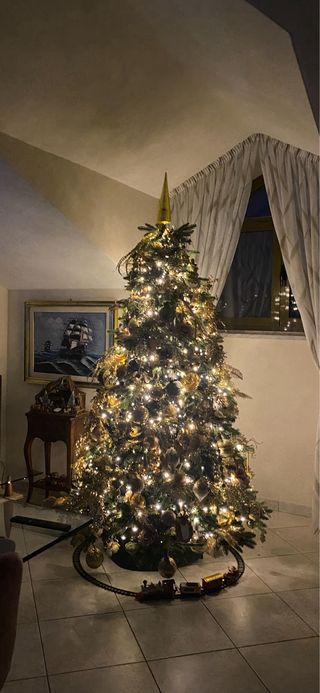 Albero di Natale 2.10m Oro e Verde PE PVC