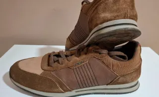 Zapatillas Geox Piel Marrón y Beige