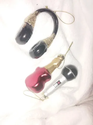 Adornos Navidad Cristal Soplado Guitarra Micrófono