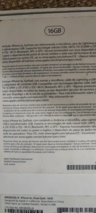 Scatola iPhone 6s 16 GB