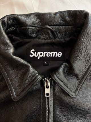Chaqueta Supreme Cuero Varsity Negra
