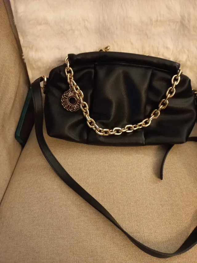 Bolso Tous Piel Negro Cadena Dorada