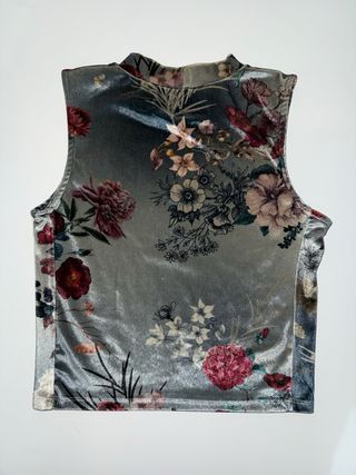 Top Zara Trafaluc floral plateado