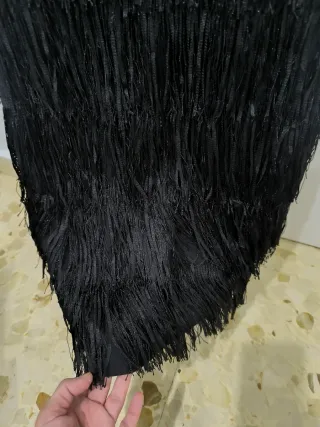 Vestido fiesta lentejuelas verdes y flecos