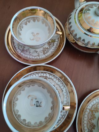 Juego de café antiguo Tuyyo dorado